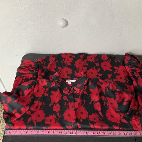 Chico's Top Women XL (3/5) Dark Floral Long Sleeve Button‎ Up Boho Career - Picture 11 of 14